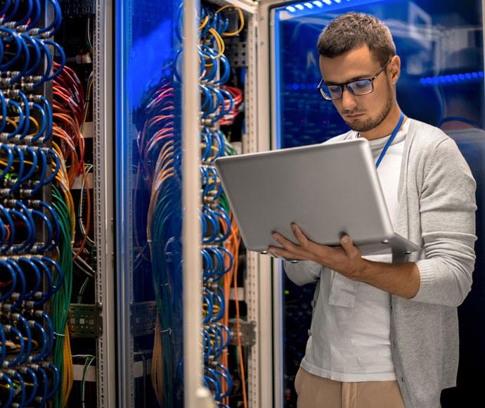 Man next to server
